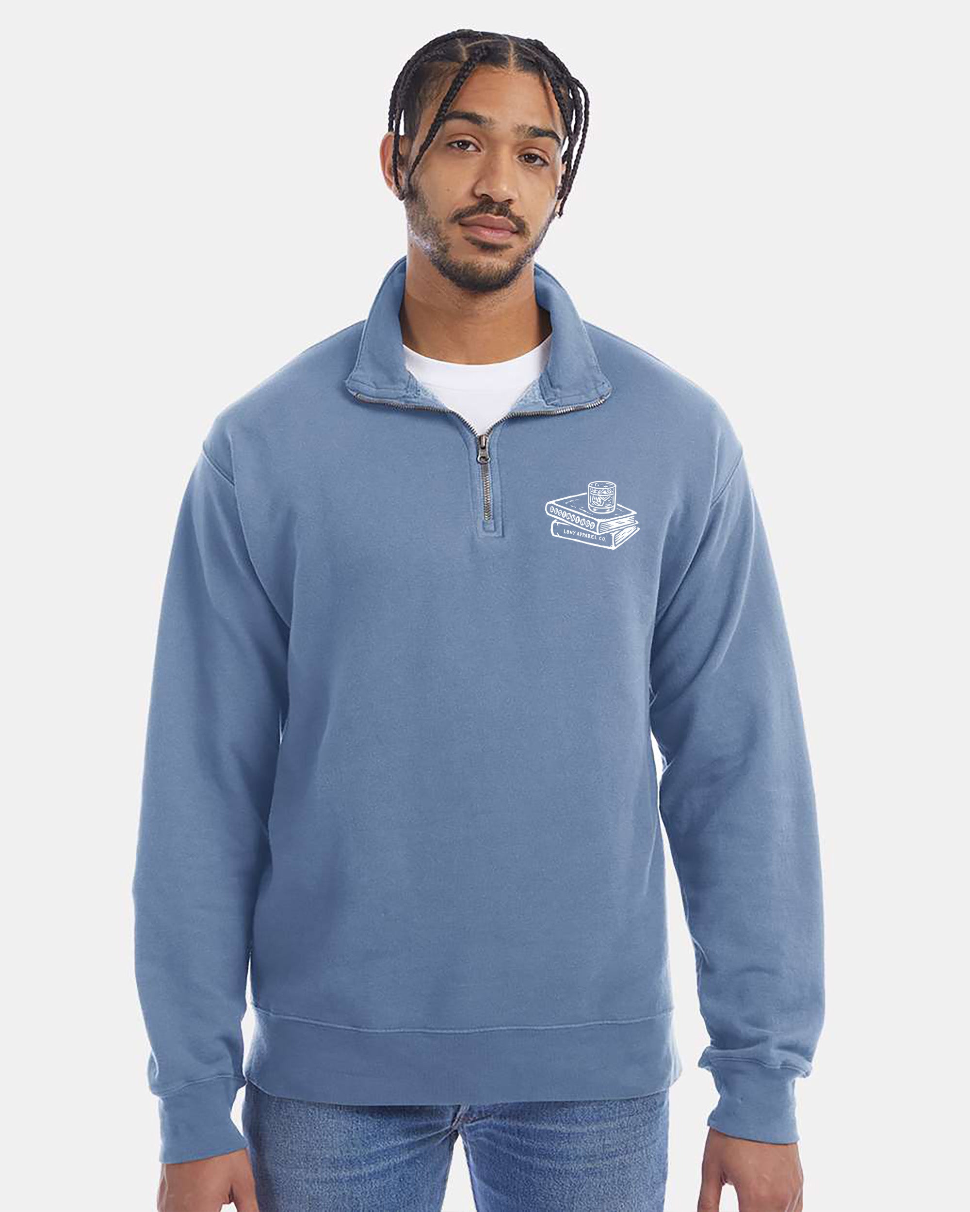 Beginnings - Garment Dyed Quarter Zip Sweatshirt: Saltwater