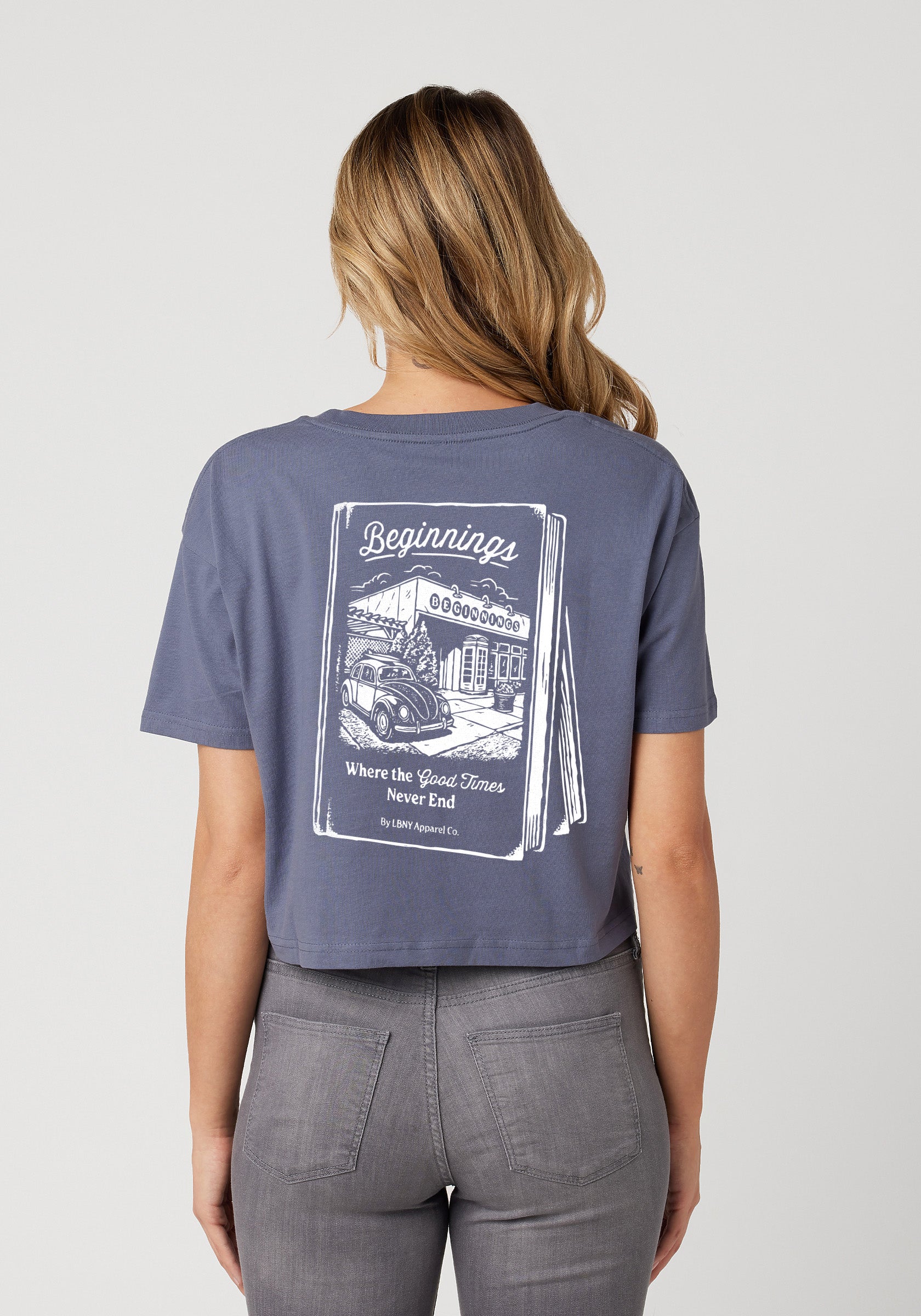 Beginnings - Women's Cropped Tee Blue