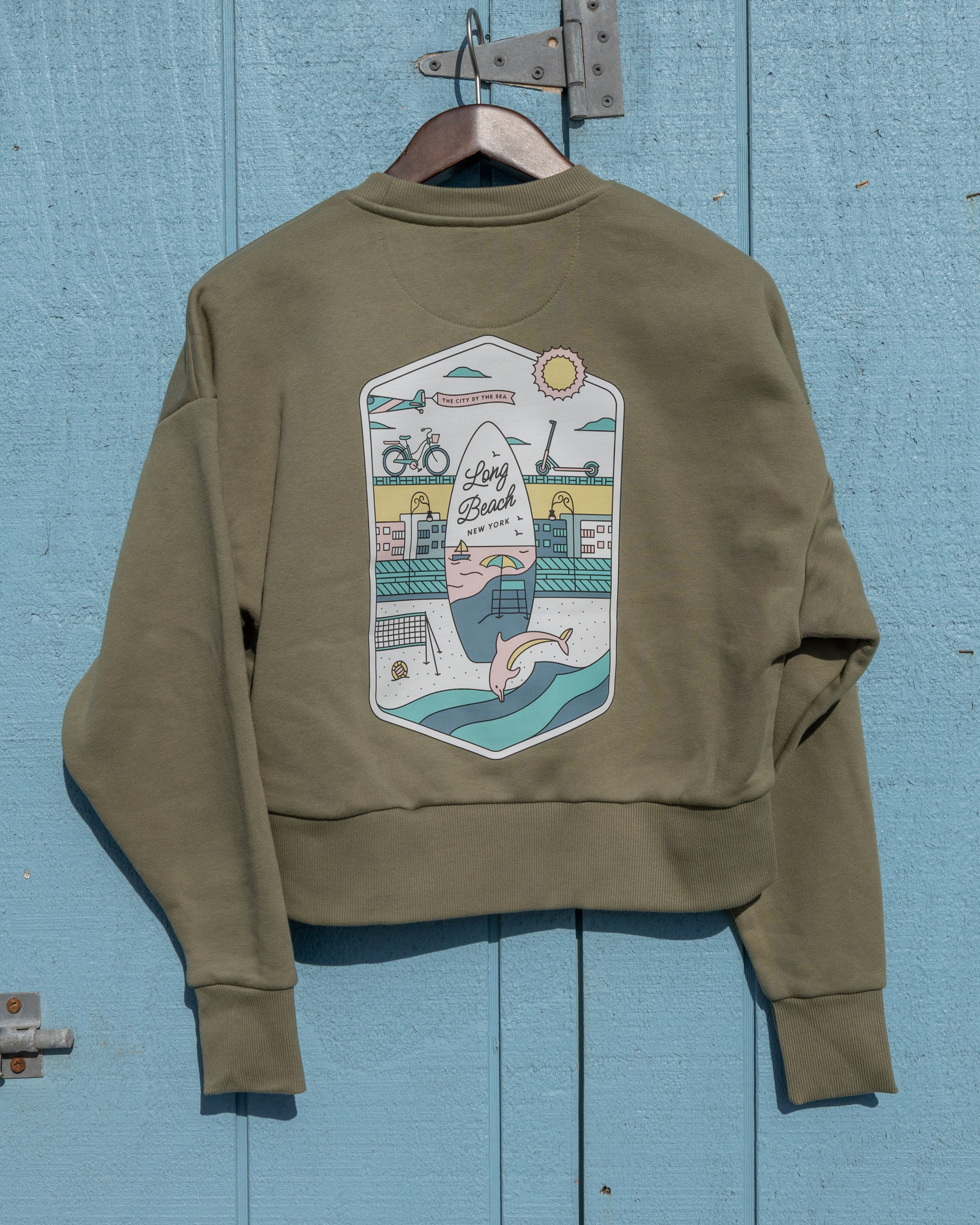 Olive Women's Heavyweight Crewneck - LBNY Lifestyle Heni