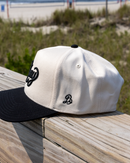 The Script Cap: Cream/Black Suede