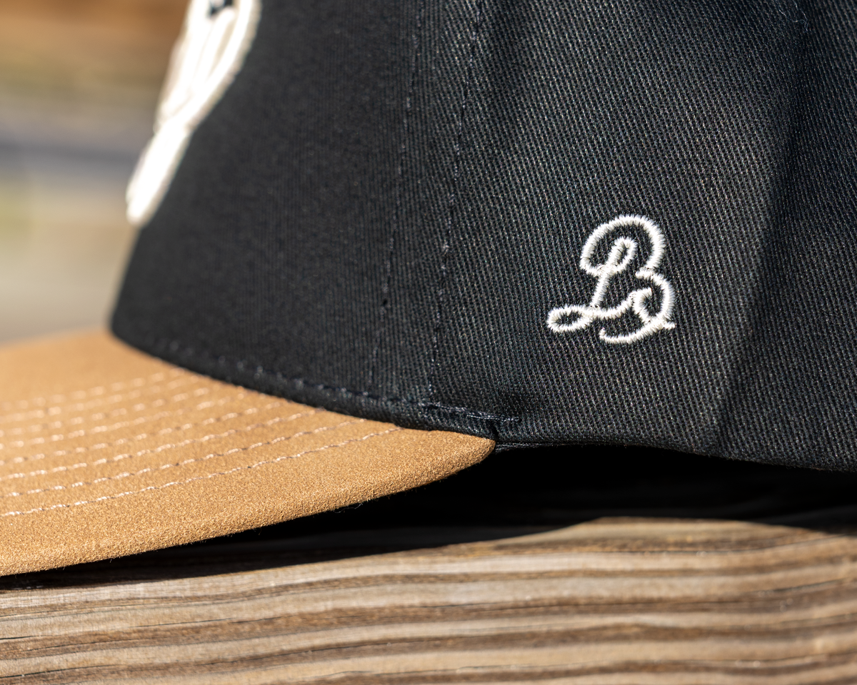 The Script Cap: Black/Mocha Suede