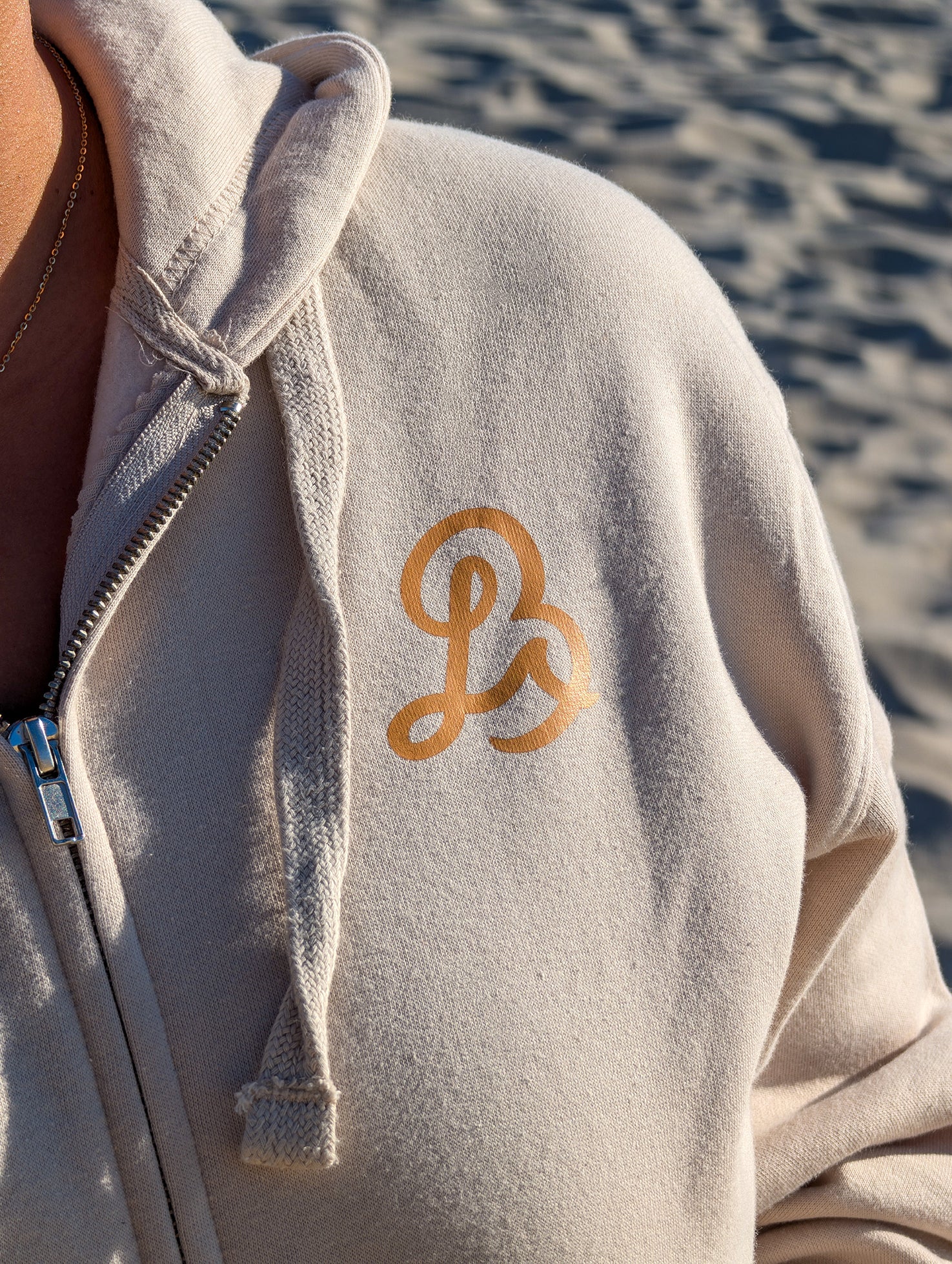 Autumn Surf Script Zip Hoodie in Fishbone