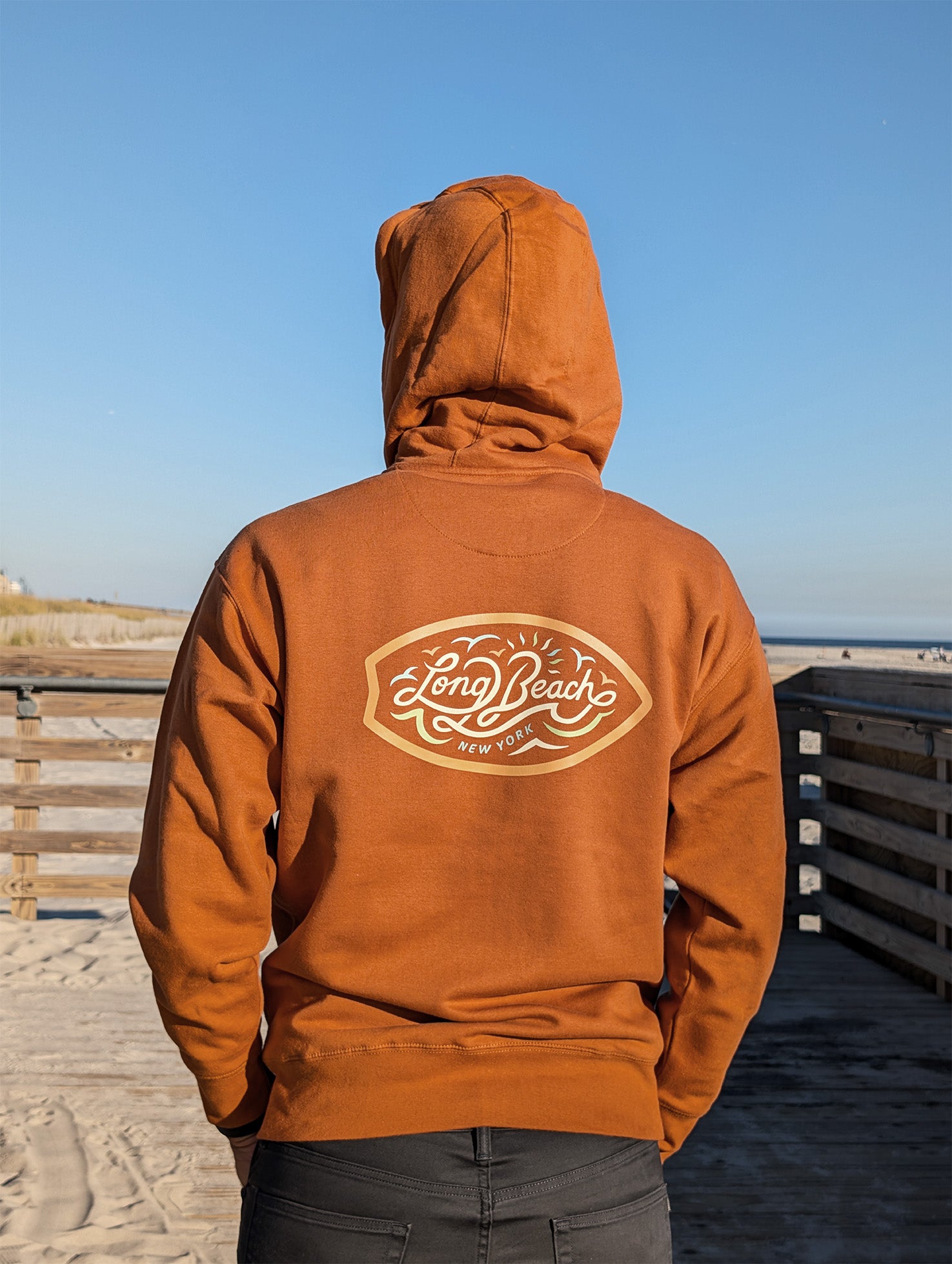 Autumn Surf Script Zip Hoodie in Island Ember