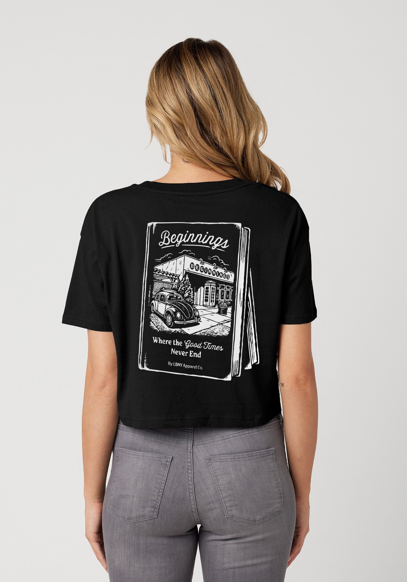 Beginnings - Women's Cropped Tee Black