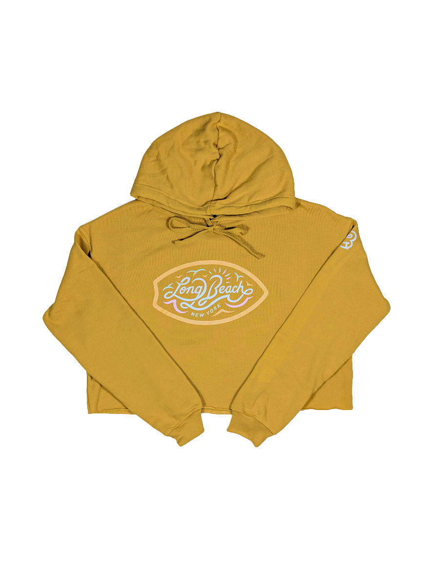 Sunrise Glow on Coastal Gold Cropped Hoodie